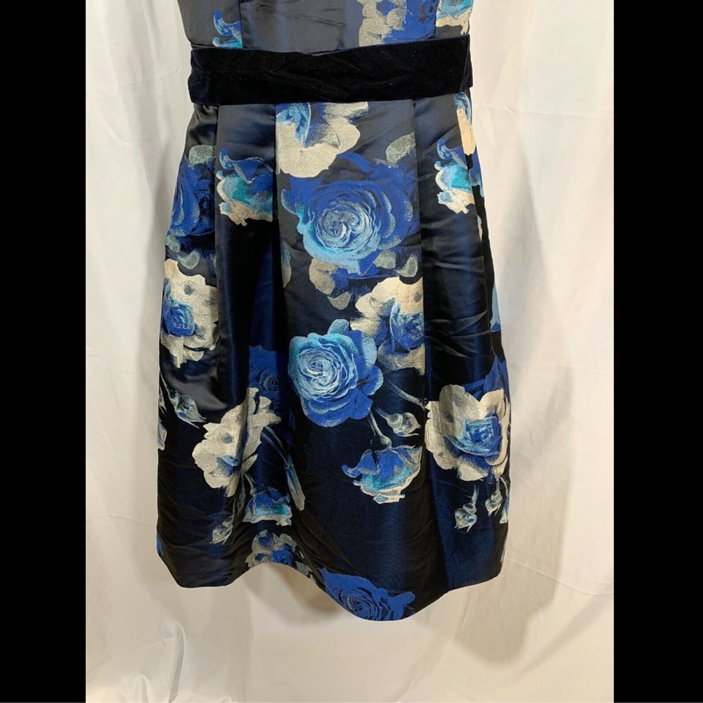 NWT $208 Eliza J Floral Jacquard Fit‎ & Flare Dress in Blues [SZ 10 ] - Picture 5 of 8